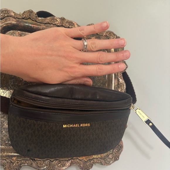 Michael Kors Brown Logo Crossbody Belt Bag with Gold Hardware - Picture 4 of 5